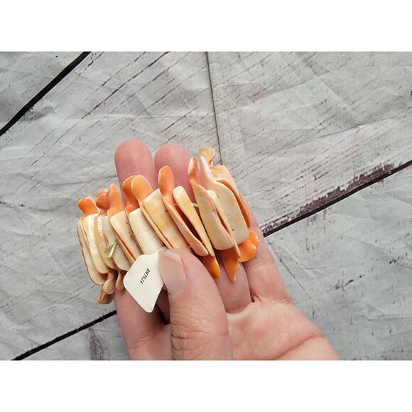 Orange Coral Real Shell Stretch Bracelet Chunky Vacation Beach Nice Elastic Boho - Picture 6 of 6